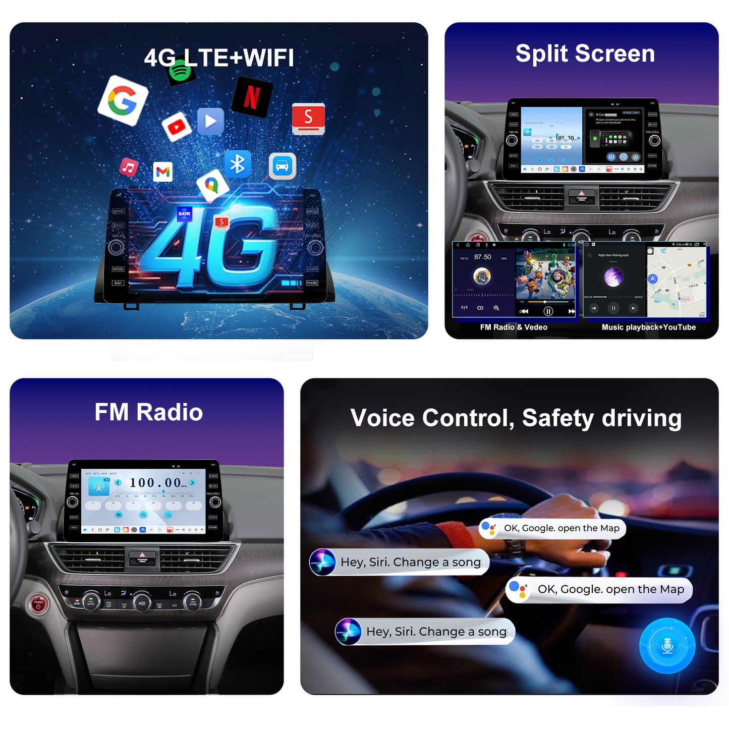 Honda Accord 10th Gen Radio upgrade 2018-2022 CarPlay Stereo Screen-Topdisplay 2018 2019 2020 2021 2022 Replacement Headunit Apple Android Auto Accessories Pantalla Estéreo