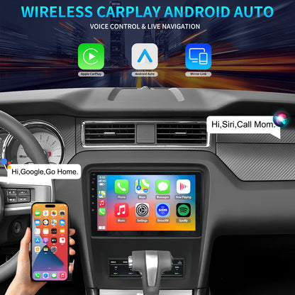For Ford Mustang 2010-2014 Radio upgrade, 10.1-inch QLED 8-Core CPU, touch screen Stereo,Wireless CarPlay & Android Auto,keep OEM Controls, free backup camera included