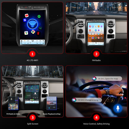 For Ford F150 2009-2012 Radio upgrade,12.1-inch QLED 8-Core CPU,touch screen Stereo,Wireless CarPlay & Android Auto,Manual AC Only