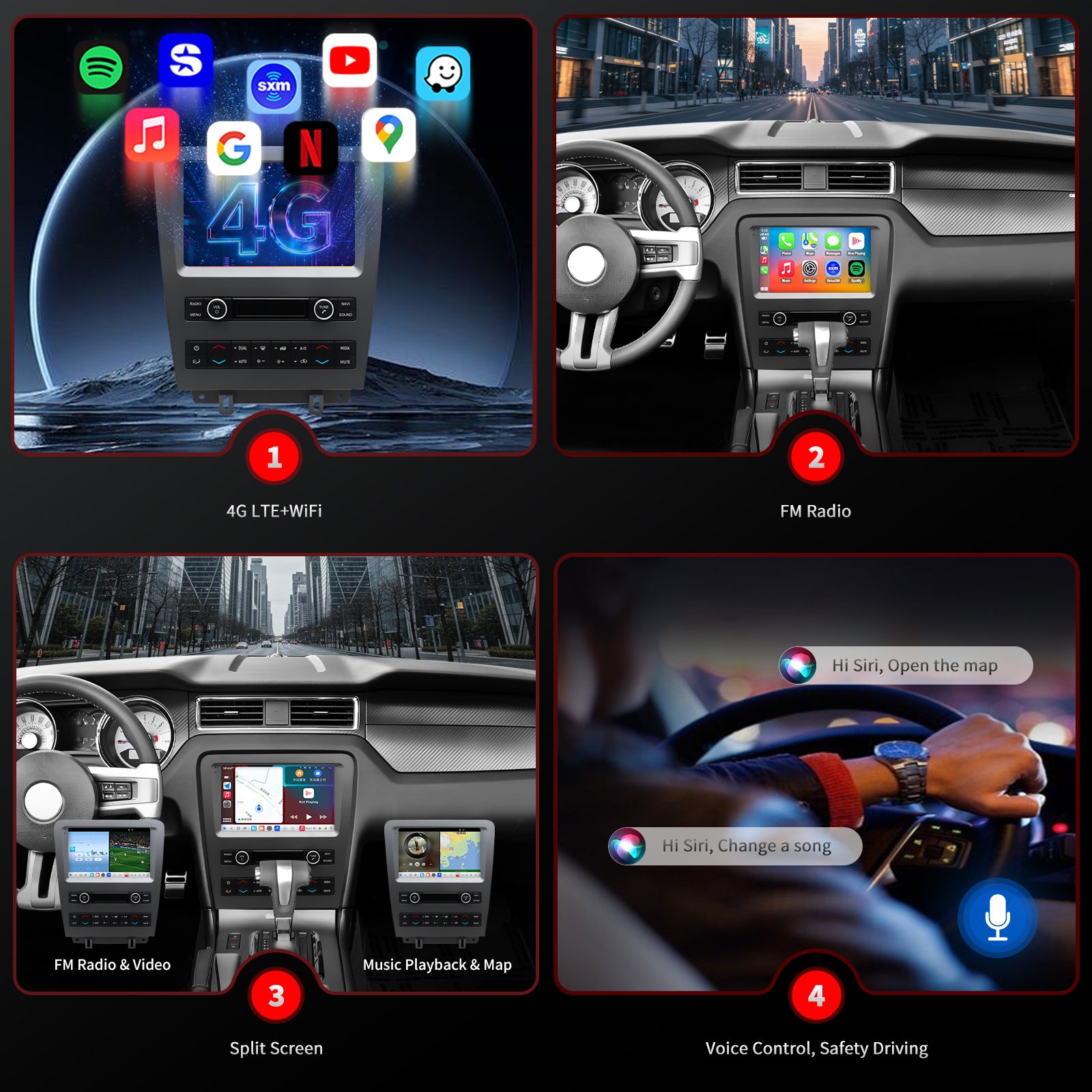 Ford Mustang Radio upgrade 2010-2014 CarPlay Stereo - Topdisplay