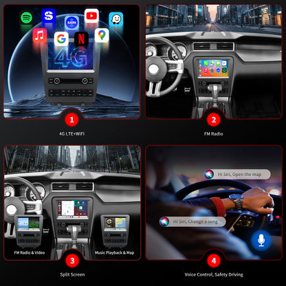 For Ford Mustang 2010-2014 Radio upgrade,9-inch QLED 8-Core CPU,touch screen Stereo,Wireless CarPlay & Android Auto,Free camera