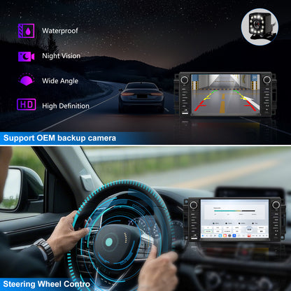 Dodge Dakota Stereo replacement 2008-2011 CarPlay Radio Screen-Topdisplay 2008 2009 2010 2011 Dakota Upgrade Headunit Apple Carplay Android Auto Accessories Pantalla Estéreo