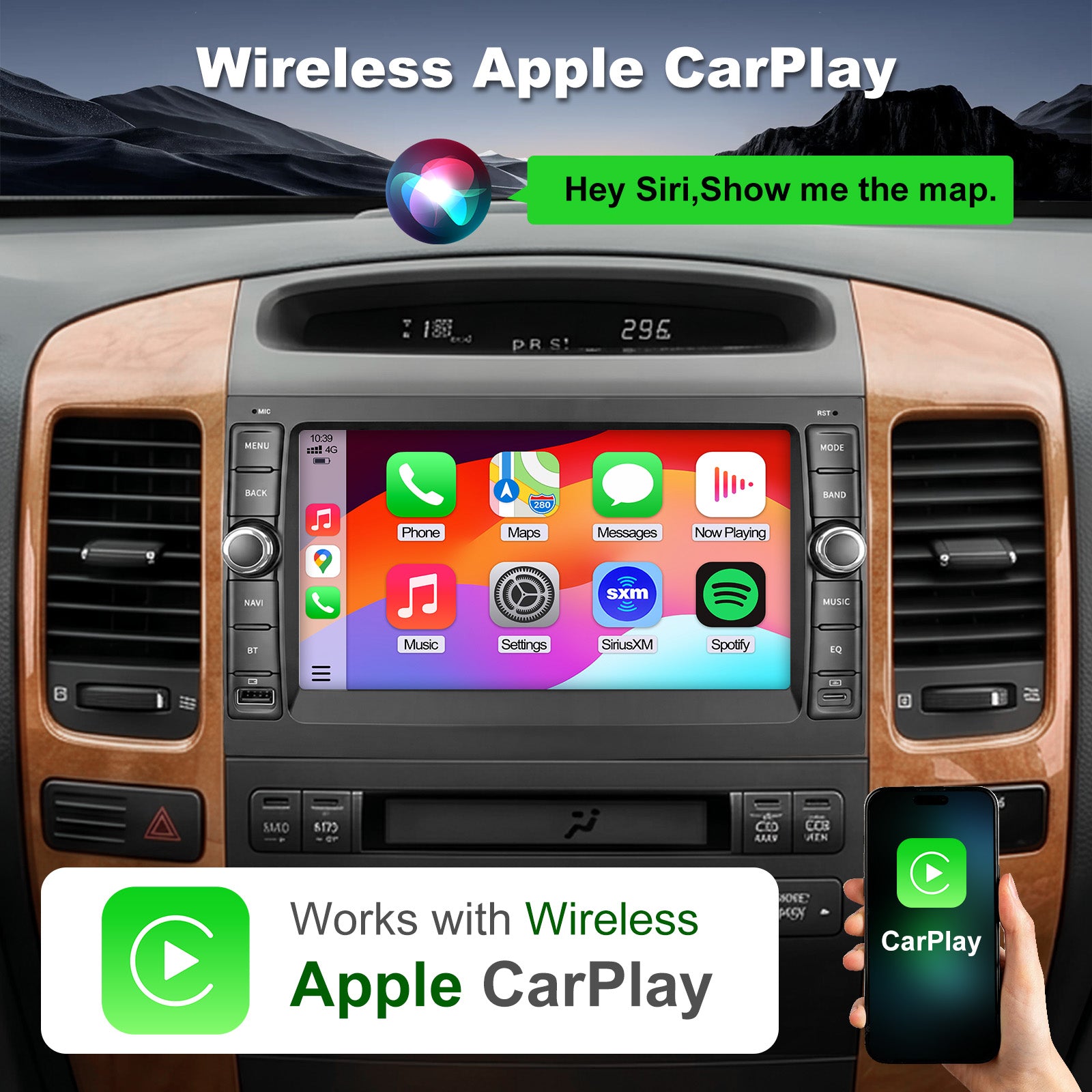 Ford Lexus GX470 Radio upgrade 2002-2009 CarPlay Stereo Screen - Topdisplay 2002 2003 2004 2005 2006 2007 2008 2009 Lexus Replacement Headunit Apple Android Auto Accessories Pantalla Estéreo
