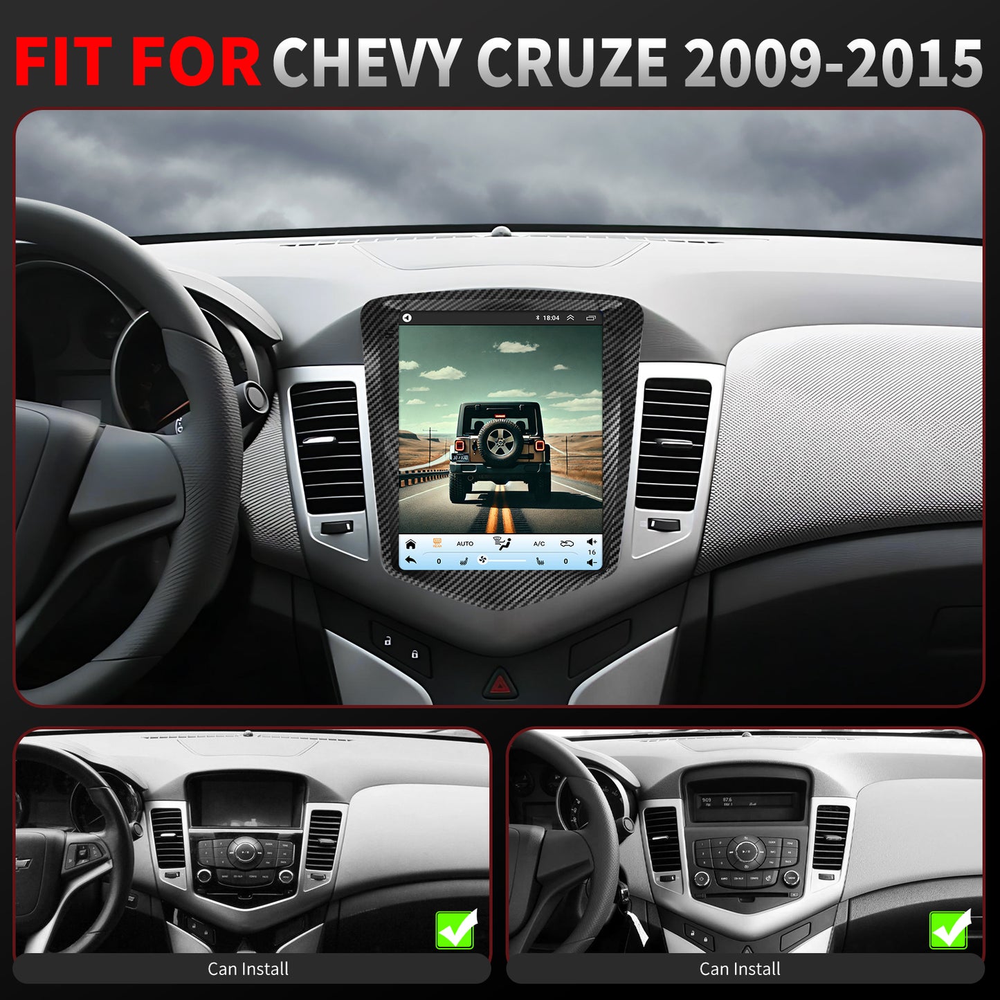 Chevy Cruze Radio upgrade 2009-2016 CarPlay Stereo Screen - Topdisplay 2009 2010 2011 2012 2013 2014 2015 2016 limited Chevrolet Replacement Headunit Apple Android Auto Accessories Pantalla Estéreo