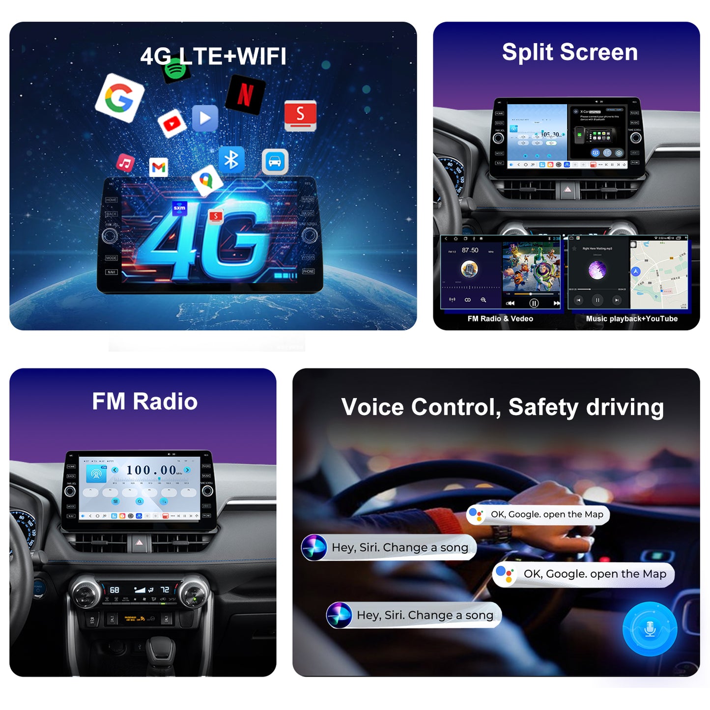 For Toyota RAV4 2019-2022 Radio upgrade,10.2-inch QLED 8-Core CPU,touch screen Stereo,Wireless CarPlay & Android Auto,keep OEM Controls