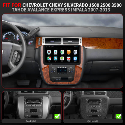 For Chevrolet Chevy Silverado 1500/2500/3500 2007-2013 Radio upgrade,10.5-inch QLED  8-Core CPU,touch screen Stereo,Wireless CarPlay & Android Auto,keep OEM Controls