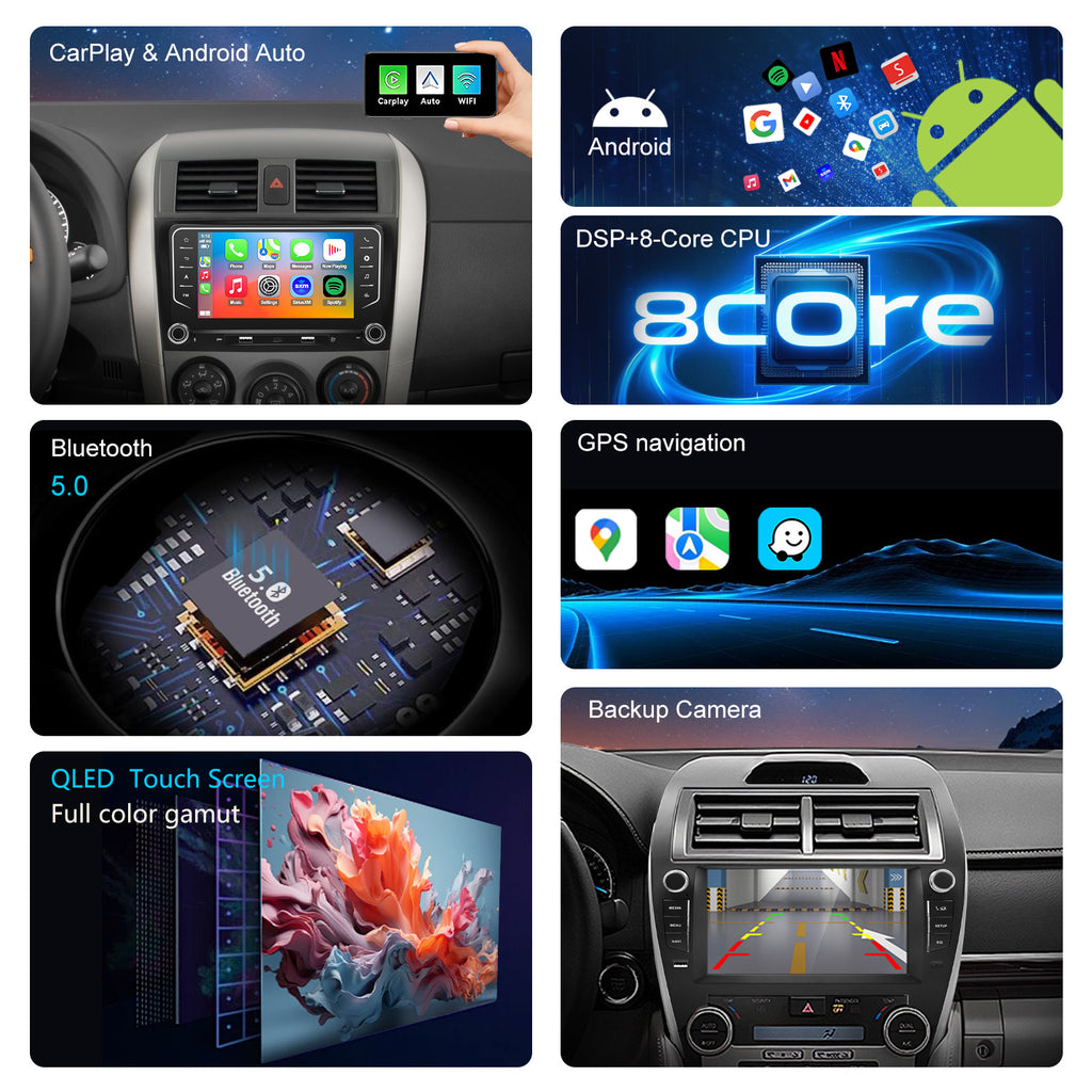 For Toyota Corolla 2009-2013 Radio upgrade,9-inch QLED 8-Core CPU,touch screen Stereo,Wireless CarPlay & Android Auto,keep OEM Controls