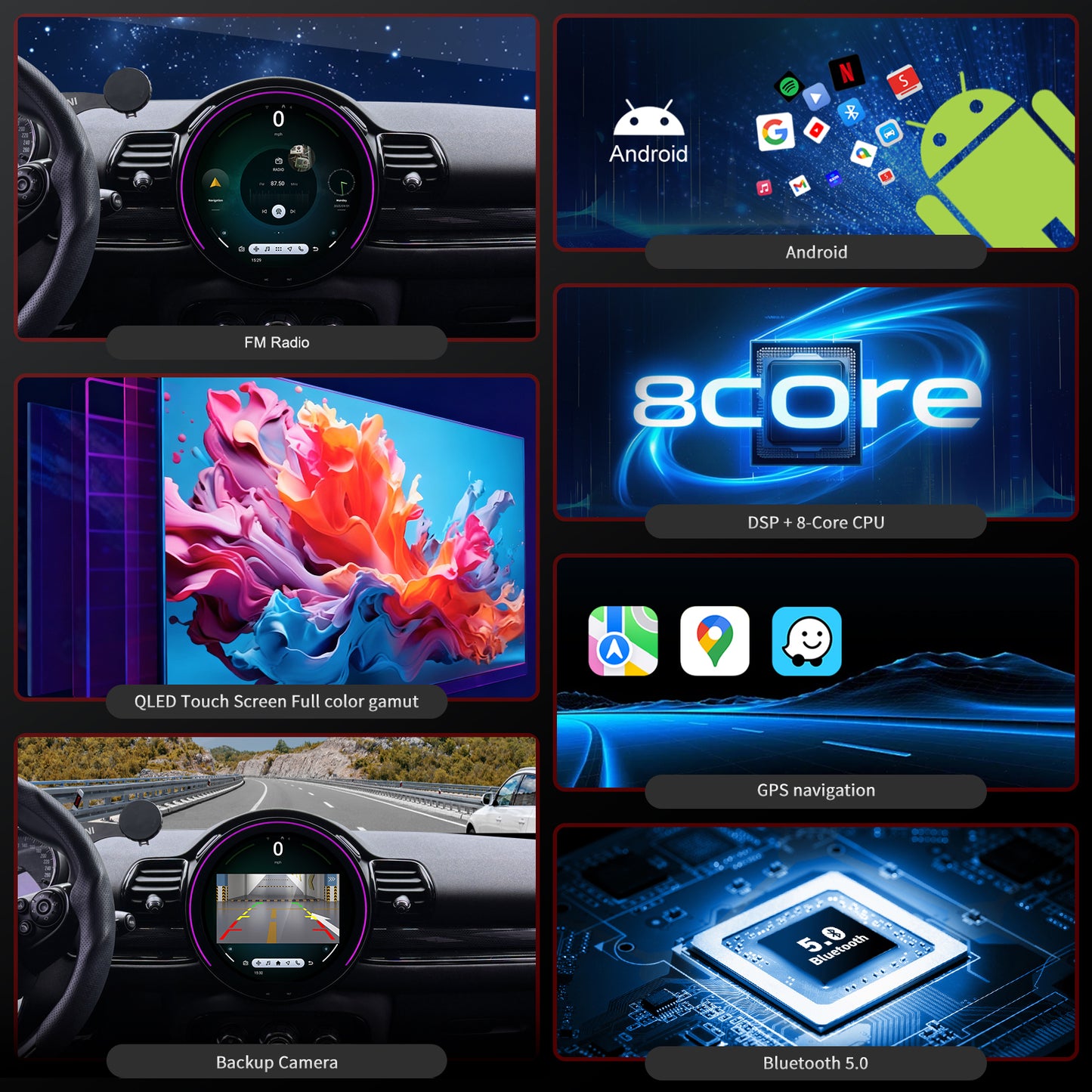 BMW MINI Radio upgrade 2016-2023 CarPlay Stereo Screen - Topdisplay 2016 2017 2018 2019 2020 2021 2022 2023 Replacement Headunit Apple Android Auto Accessories Pantalla Estéreo