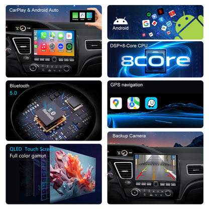 Honda Civic Radio upgrade 2013-2015 CarPlay Stereo Screen - Topdisplay 2013 2014 2015 Replacement Headunit Apple Android Auto Accessories Pantalla Estéreo