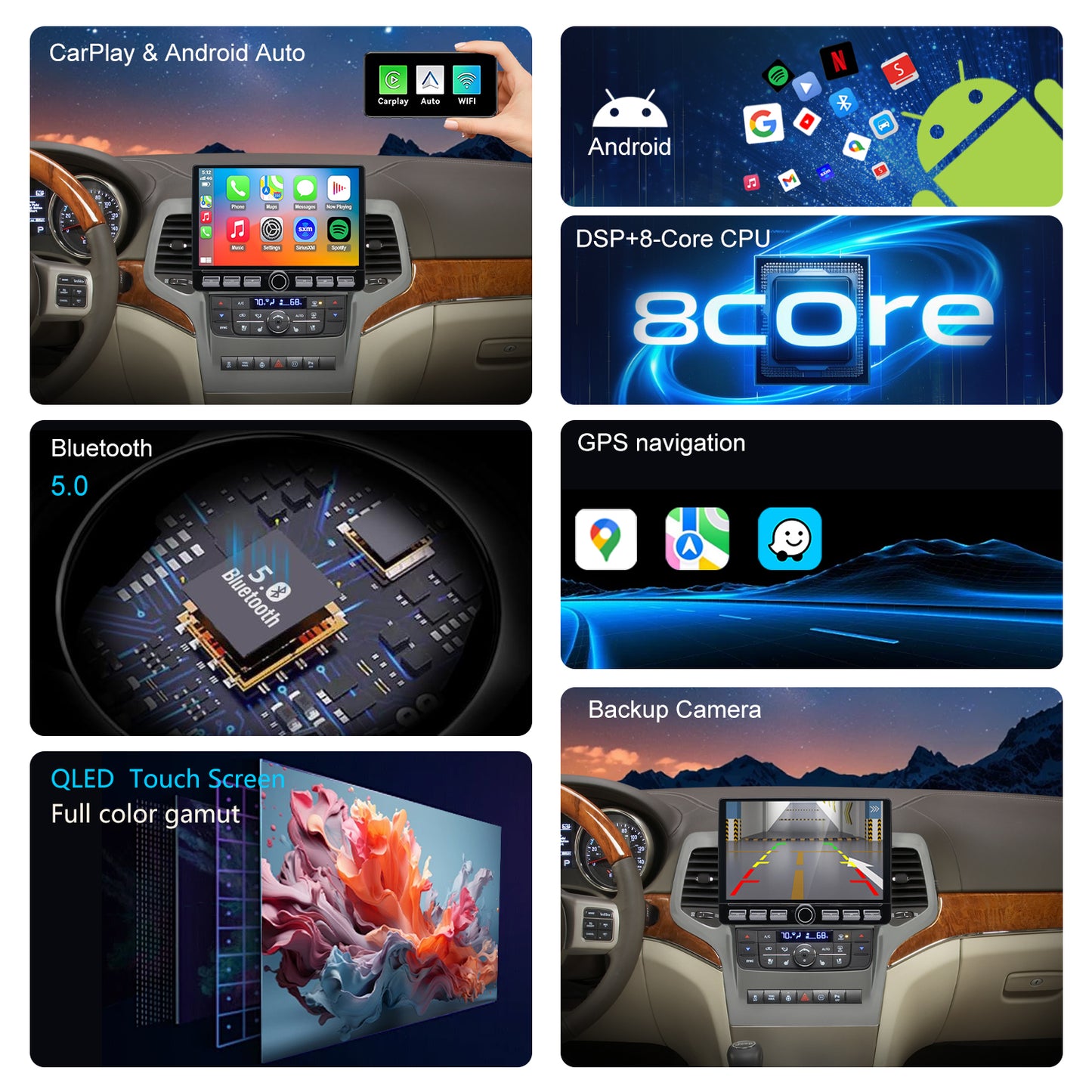 For Jeep Grand Cherokee 2011-2013 Radio upgrade,10.2-inch QLED 8-Core CPU,touch screen Stereo,Wireless CarPlay & Android Auto,Free camera