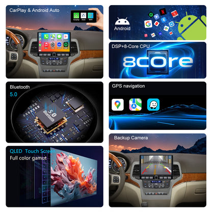 For Jeep Grand Cherokee 2011-2013 Radio upgrade,10.2-inch QLED 8-Core CPU,touch screen Stereo,Wireless CarPlay & Android Auto,Free camera