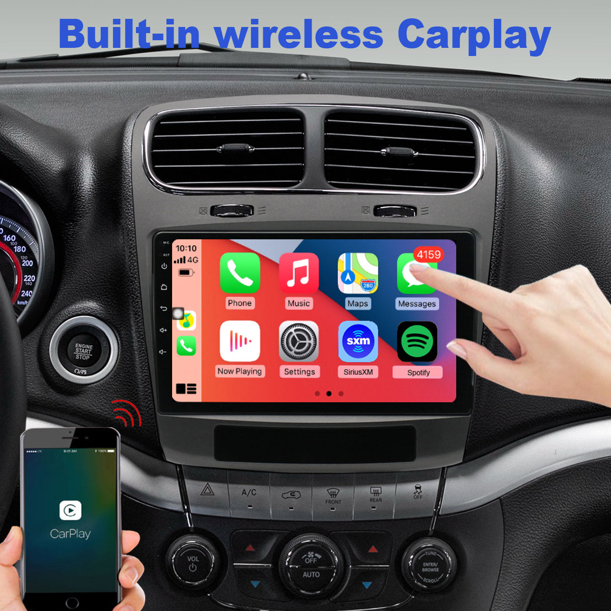 Dodge Journey Radio upgrade 2011-2019 CarPlay Stereo Screen-Topdisplay 2011 2012 2013 2014 2015 2016 2017 2018 2019 Replacement Headunit Apple Android Auto Accessories Pantalla Estéreo