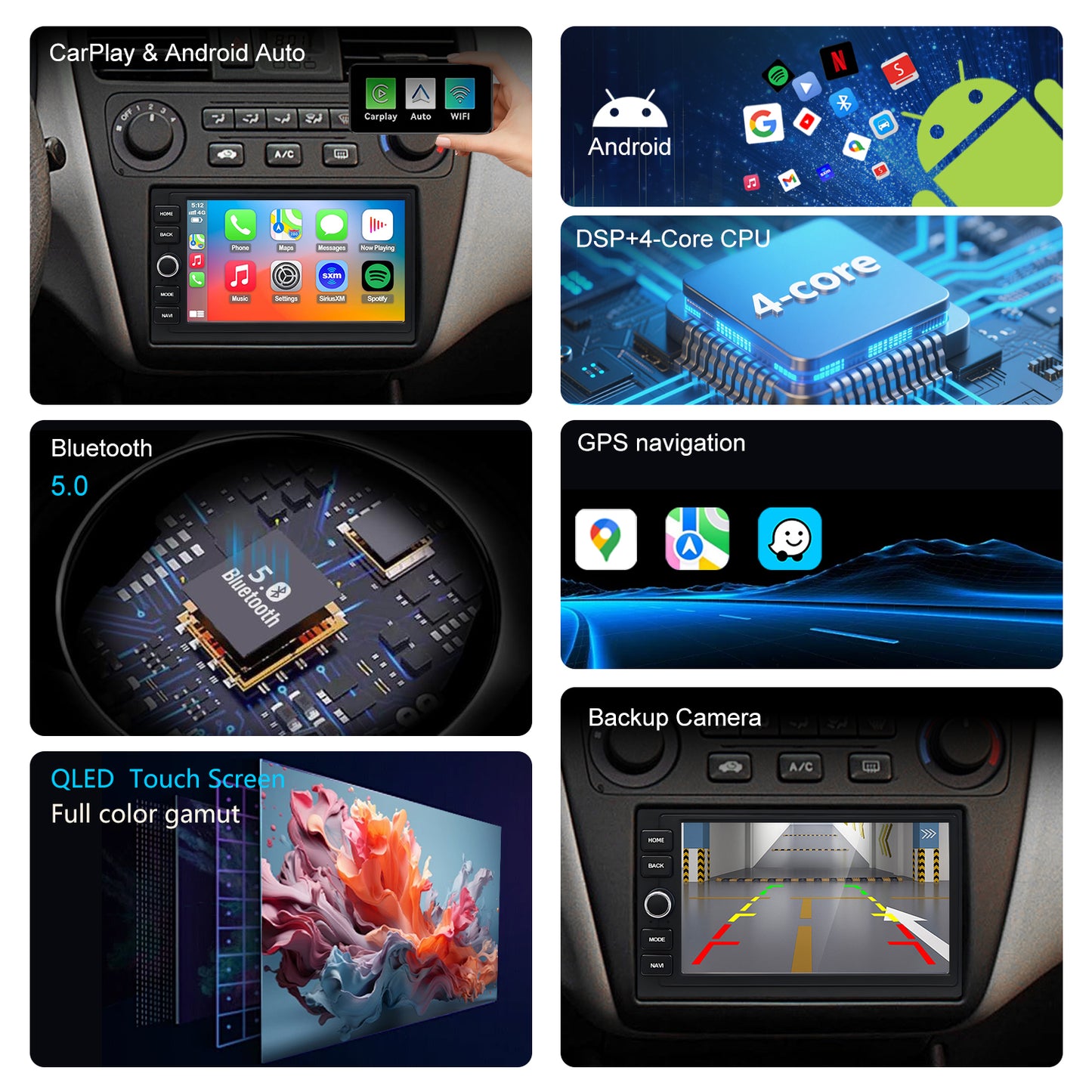Honda Accord 6th Gen Radio upgrade 1990-2002 CarPlay Stereo Screen - Topdisplay 1990 1991 1992 1993 1994 1995 1996 1997 1998 1999 2000 2001 2002 Replacement Headunit Apple Android Auto Accessories Pantalla Estéreo 