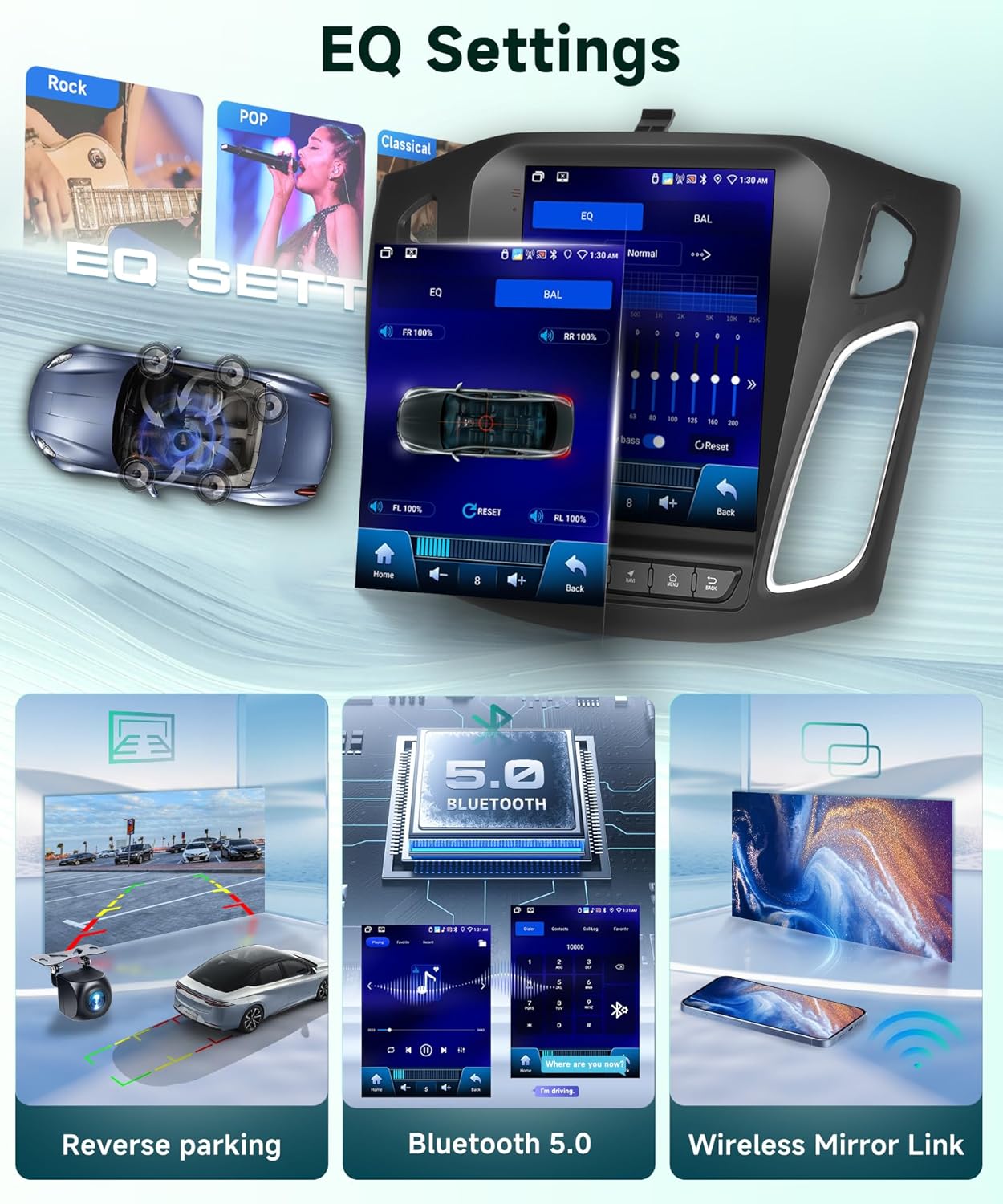 Ford Focus Radio upgrade 2012-2018 CarPlay Stereo Screen - Topdisplay 2012 2013 2014 2015 2016 2017 2018 Ford Replacement Headunit Apple Android Auto Accessories Pantalla Estéreo