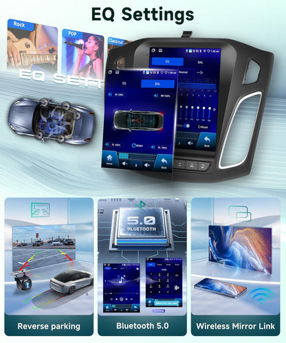 Ford Focus Radio upgrade 2012-2018 CarPlay Stereo Screen - Topdisplay 2012 2013 2014 2015 2016 2017 2018 Ford Replacement Headunit Apple Android Auto Accessories Pantalla Estéreo