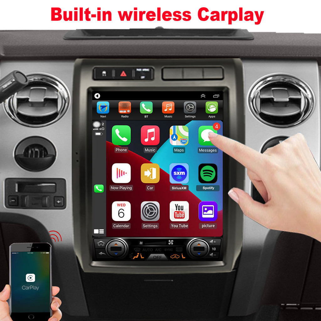 for Ford F150 2009-2012 Radio upgrade,12.1-inch QLED 8-Core CPU,touch screen Stereo,Wireless CarPlay & Android Auto,Manual AC Only