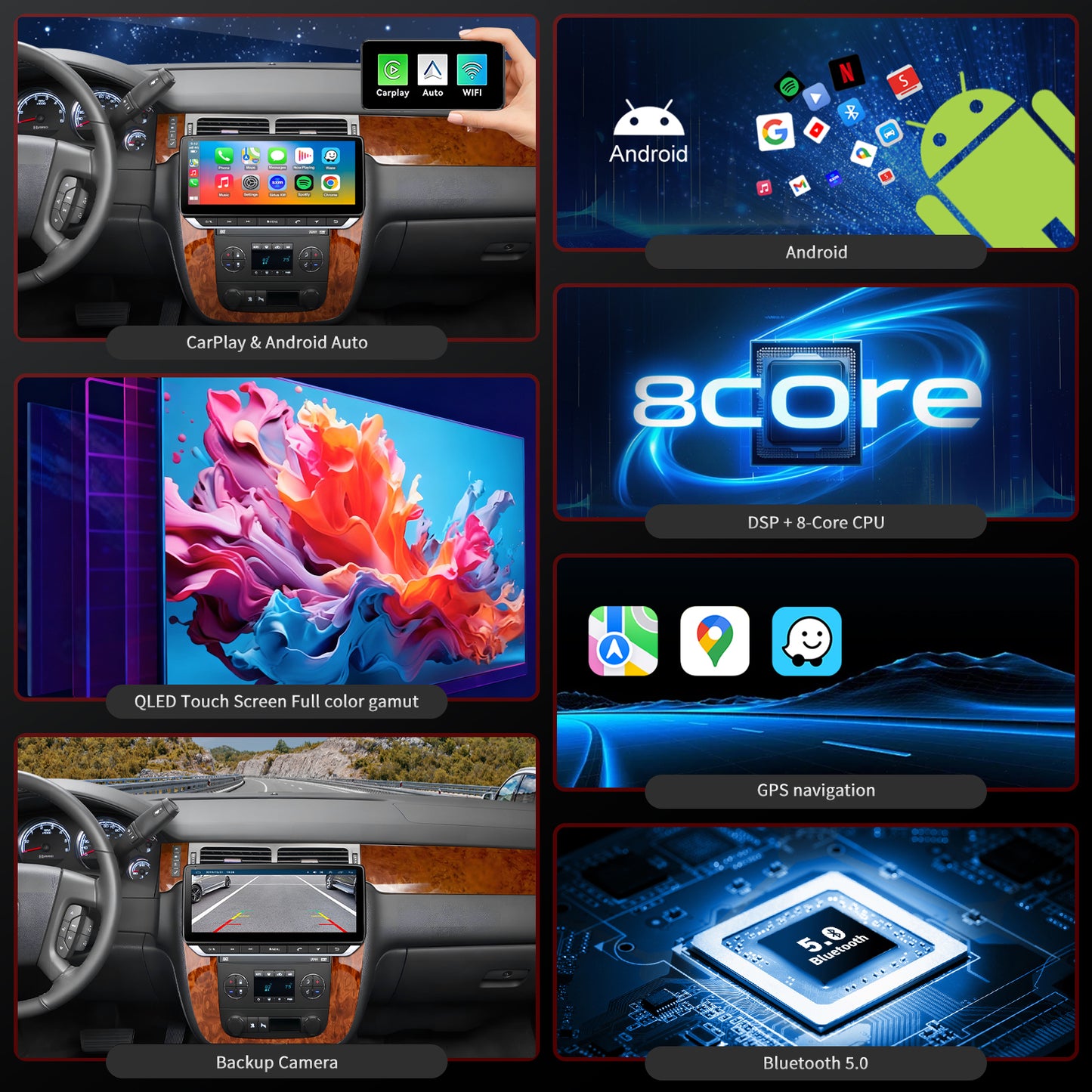 Chevy Tahoe Radio upgrade 2007-2013 CarPlay Stereo Screen-Topdisplay 2007 2008 2009 2010 2011 2012 2013 Chevrolet Replacement