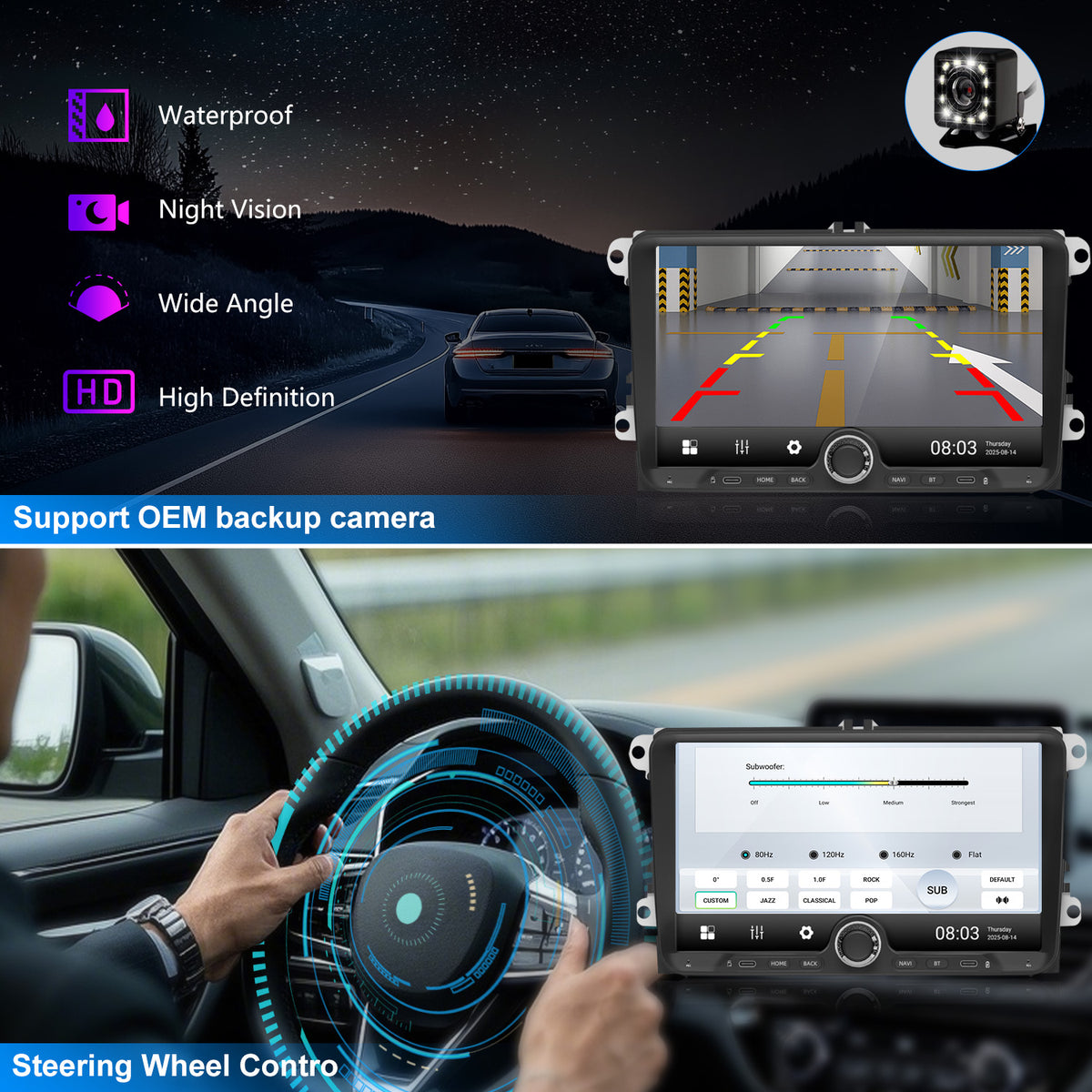 For Volkswagen Santana 2010-2019 Radio upgrade with Knob design, 9 inch QLED 8-Core CPU, touch screen Stereo,Wireless CarPlay & Android Auto, keep OEM Controls, Free backup camera
