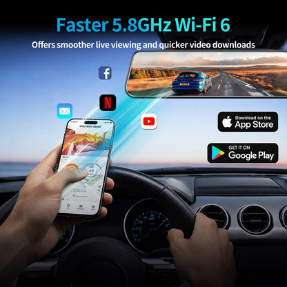 4K Mirror Dash Cam for Ford F150 2011–2025, Front 4K + Rear 1080P Camera, Integrated Replacement OEM Look, Plug & Play, Includes Free 64GB Card