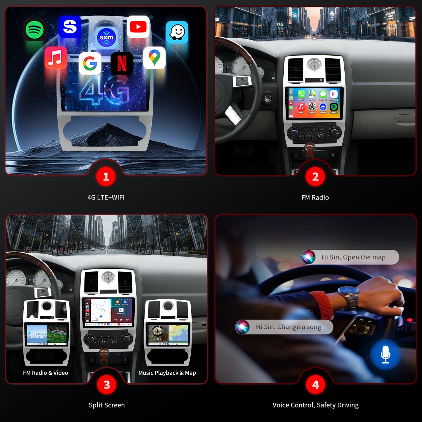 Chrysler 300C Radio upgrade 2005-2010 CarPlay Stereo Screen - Topdisplay 2005 2006 2007 2008 2009 2010 Replacement