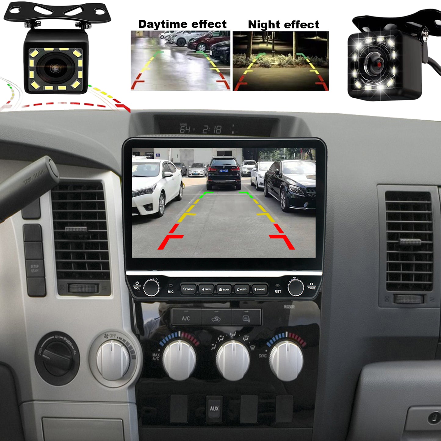 For Toyota Tundra 2007-2013 Radio upgrade,10.1-inch QLED 8-Core CPU,touch screen Stereo,Wireless CarPlay & Android Auto,keep OEM Controls