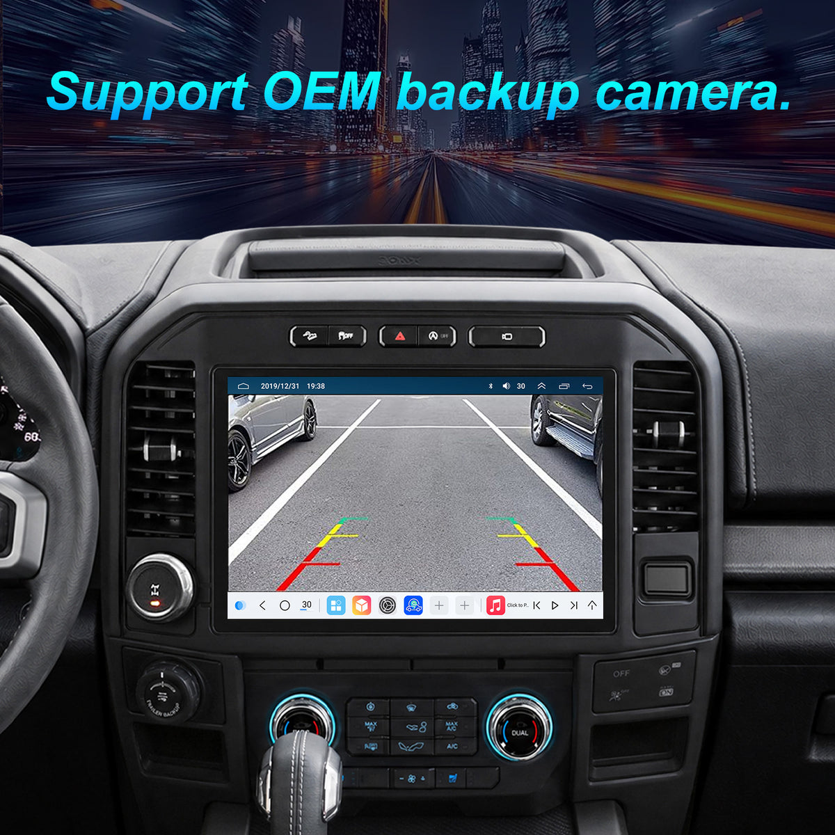 For Ford F350 2017-2021 Radio Upgrade, 13-inch QLED Touch Screen Stereo, 8-Core CPU, Wireless CarPlay & Android Auto, Keep OEM Controls