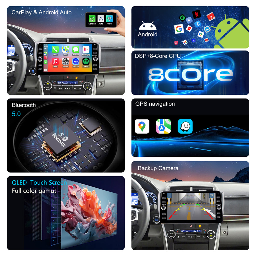 For Toyota Camry 2015-2017 Radio upgrade,10.2-inch QLED  8-Core CPU,touch screen Stereo,Wireless CarPlay & Android Auto,keep OEM Controls