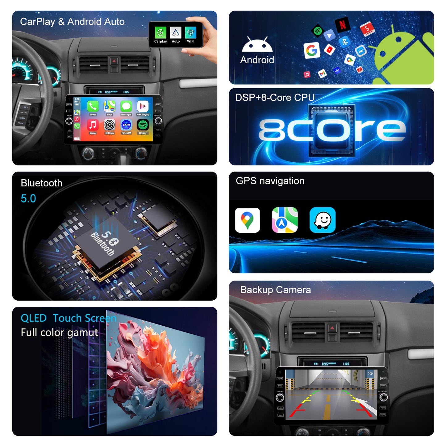 For Ford Fusion 2009-2012 Radio upgrade,10.2-inch QLED 8-Core CPU,touch screen Stereo,Wireless CarPlay & Android Auto,keep OEM Controls