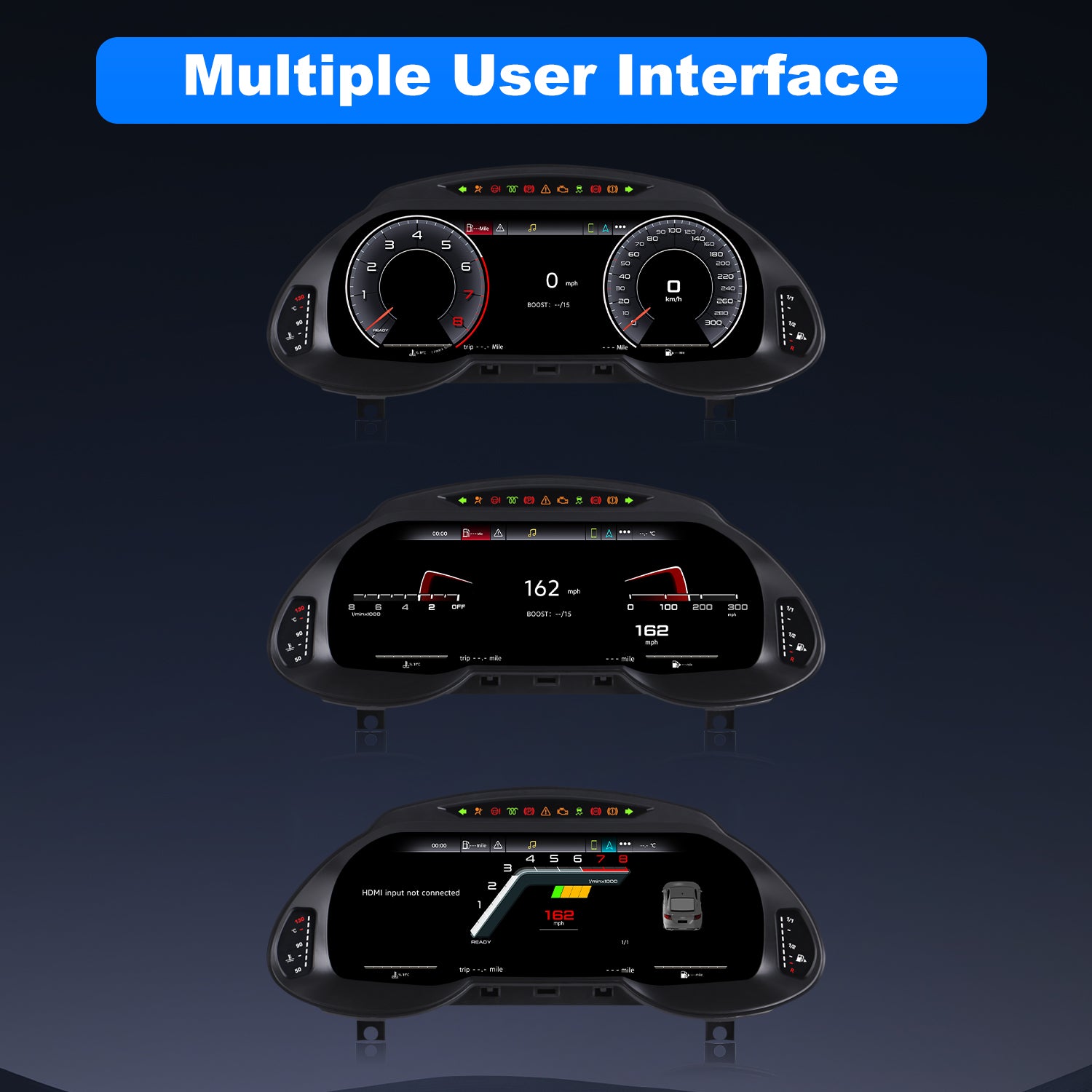 Audi Q5 Digital Instrument Cluster 2009-2018 | 12.3" QLED - Topdisplay 2009 / 2010 / 2011 / 2012 / 2013 / 2014 / 2015 / 2016 / 2017 / 2018