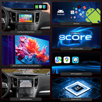 For Subaru Legacy 2010-2014 Radio upgrade, 9-inch QLED  8-Core CPU, touch screen Stereo,Wireless CarPlay & Android Auto, keep OEM Controls