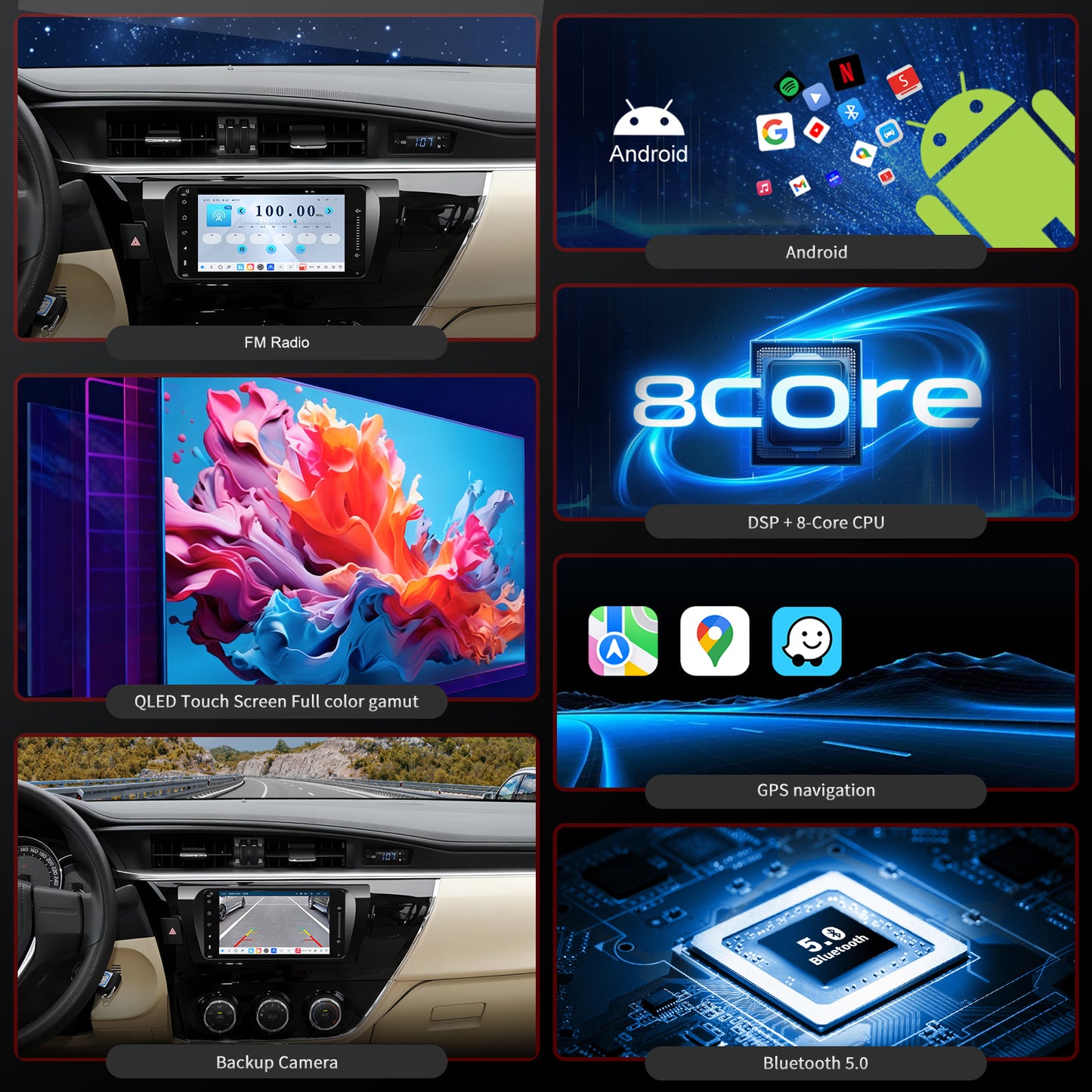 For Toyota Corolla 2014 2015 2016 Radio Upgrade, 9-inch QLED 8-Core CPU, Touch Screen Stereo,Wireless CarPlay & Android Auto,Free backup camera, keep OEM Controls
