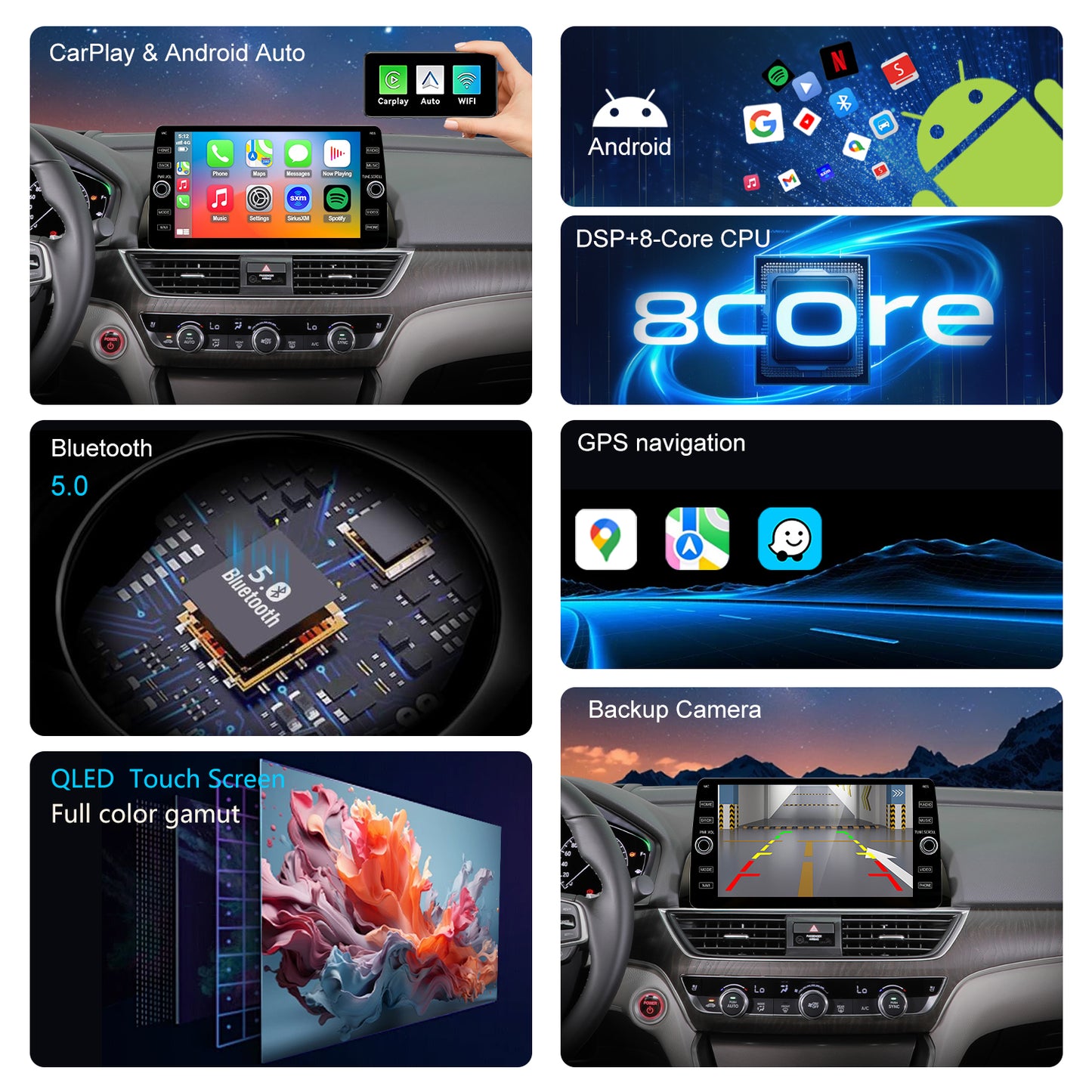 Honda Accord 10th Gen Radio upgrade 2018-2022 CarPlay Stereo Screen-Topdisplay 2018 2019 2020 2021 2022 Replacement Headunit Apple Android Auto Accessories Pantalla Estéreo