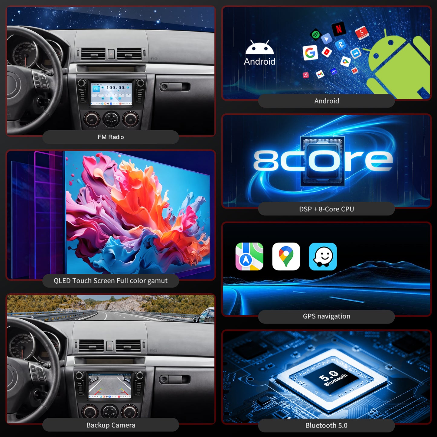 Mazda 3 radio 2003-2009 Upgrade CarPlay Screen- Topdisplay 2003 2004 2005 2006 2007 2008 2009 Mazda 3 Replacement Stereo Headunit Apple Carplay Android Auto Pantalla Estéreo