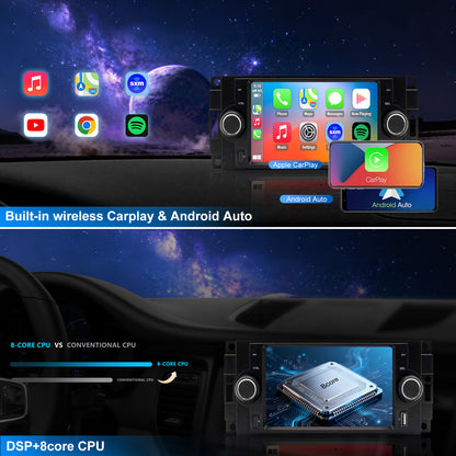 Dodge Dakota Stereo replacement 2005-2007 CarPlay Radio Screen-Topdisplay 2005 2006 2007 Dakota Upgrade Headunit Apple Carplay Android Auto Accessories Pantalla Estéreo