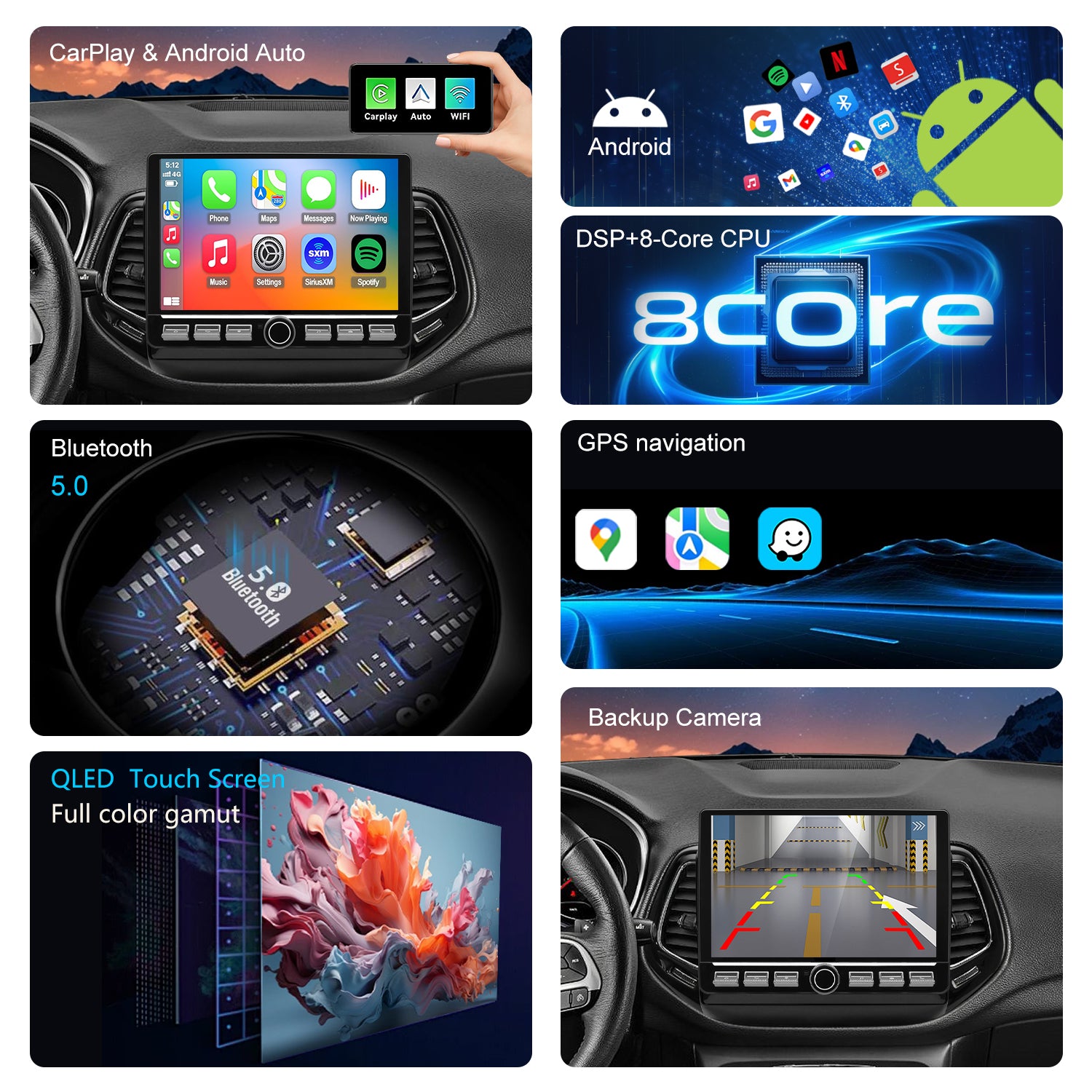 Jeep Compass Radio 2018-2021 Upgrade CarPlay Screen- 2018 2019 2020 2021 Topdisplay Upgrade Stereo Headunit Apple Carplay Android Auto Pantalla Estéreo