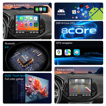 Jeep Compass Radio 2018-2021 Upgrade CarPlay Screen- 2018 2019 2020 2021 Topdisplay Upgrade Stereo Headunit Apple Carplay Android Auto Pantalla Estéreo