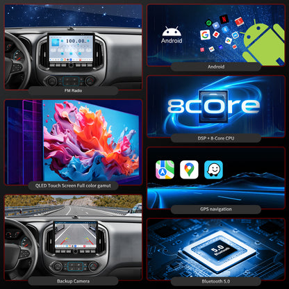 For Chevrolet Chevy Colorado 2015-2019 Radio upgrade,10.1-inch QLED 8-Core CPU,carbon fiber Style,touch screen Stereo,Wireless CarPlay & Android Auto,keep OEM Controls