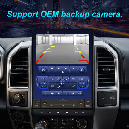 For Ford F250 2017-2021, 15.6-inch QLED Car Radio & Touch Screen Stereo, 8-Core CPU, Wireless CarPlay & Android Auto, Retain OEM Controls