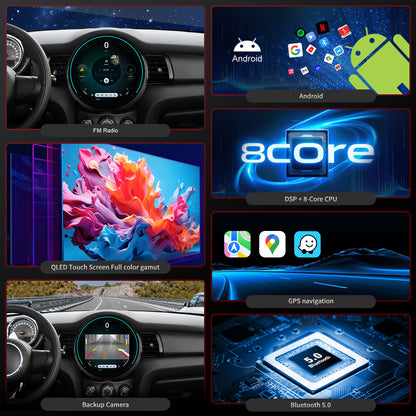 BMW MINI Radio upgrade 2014-2016 CarPlay Stereo Screen - Topdisplay 2014 2015 2016 Replacement Headunit Apple Android Auto Accessories Pantalla Estéreo