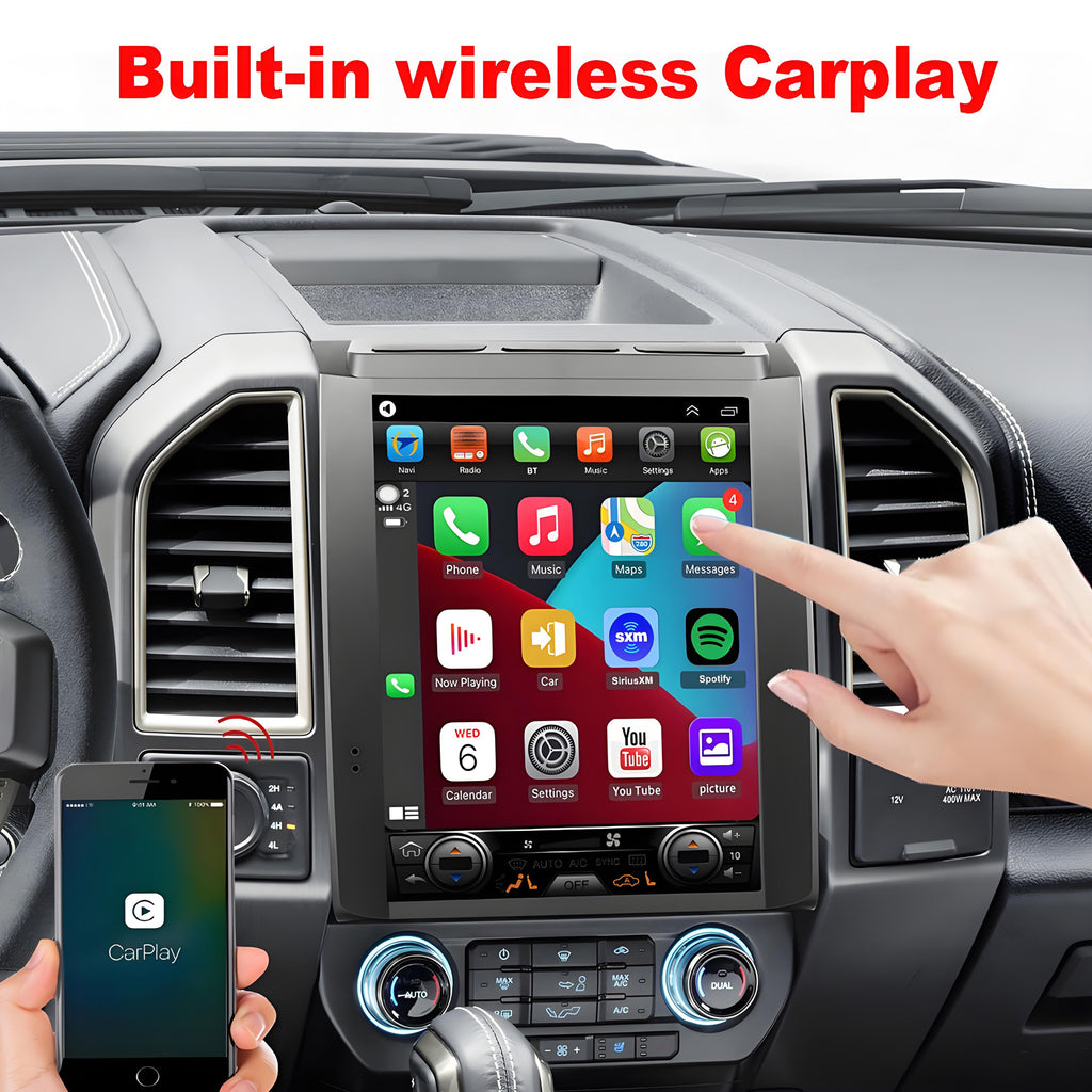 for Ford F150 2019-2020 Radio upgrade,12.1-inch QLED 8-Core CPU,touch screen Stereo,Wireless CarPlay & Android Auto,keep OEM Controls