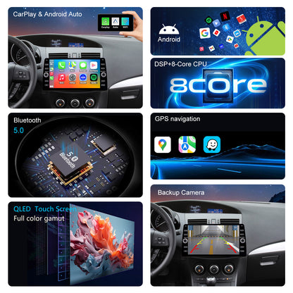 For Mazda 3 2010-2013 Radio upgrade,10.2-inch QLED 8-Core CPU,touch screen Stereo,Wireless CarPlay & Android Auto,keep OEM Controls