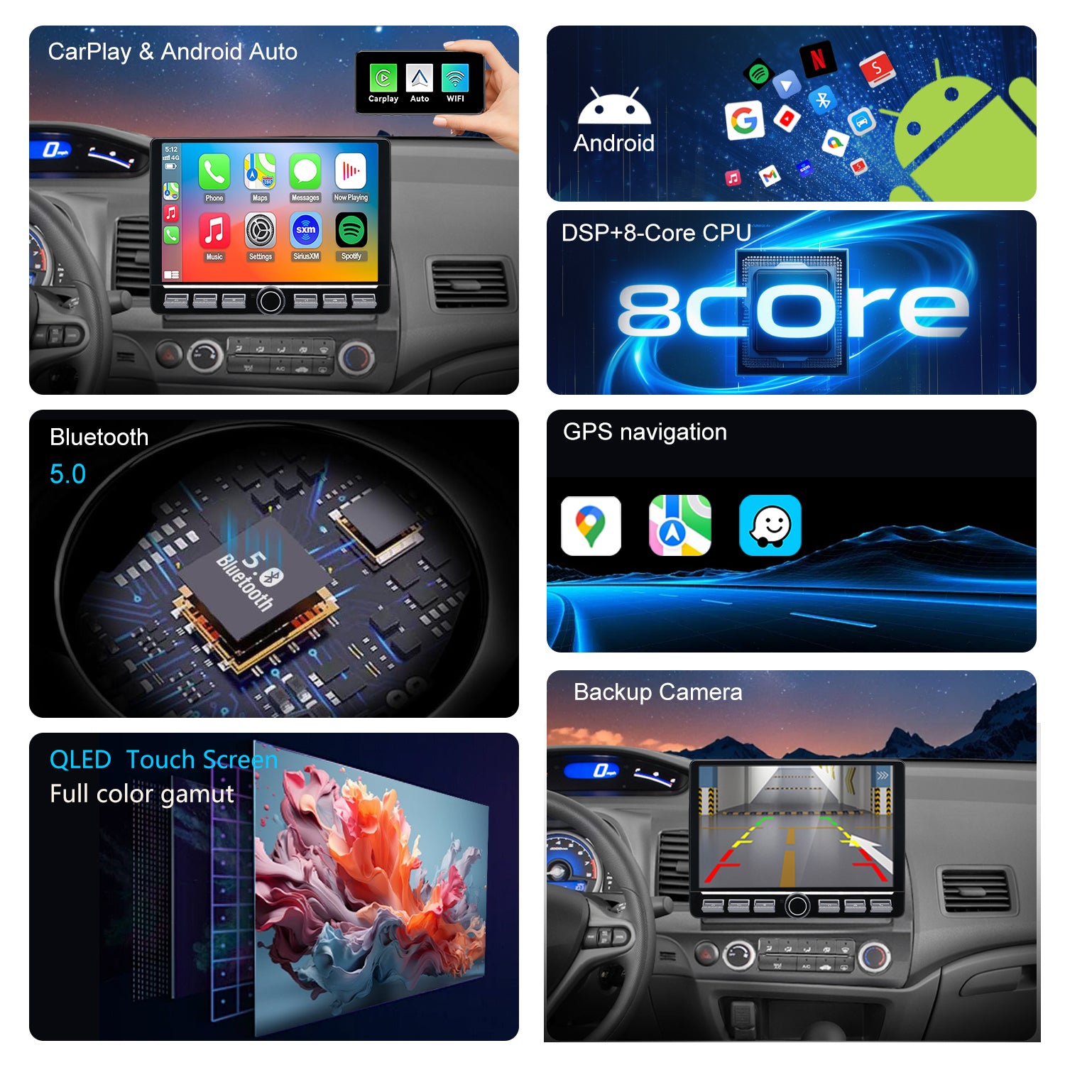 9 Inch Double Din Car Stereo Voor Civic 2006-2011 Met Draadloze Carplay 9 Inch Double Din Car Stereo Voor Civic 2006-2011 Met Draadloze Carplay
