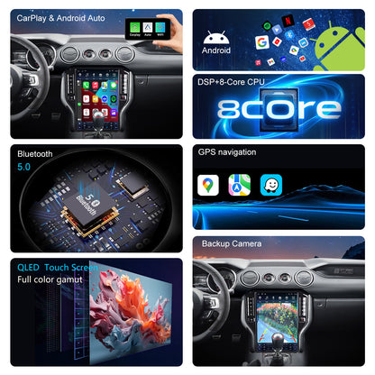 For Ford Mustang 2015-2023 Radio upgrade,14.5-inch QLED 8-Core CPU,touch screen Stereo,Wireless CarPlay & Android Auto,keep OEM Controls