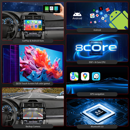 For Toyota Camry 2012-2014 Radio upgrade,10.2-inch QLED  8-Core CPU,touch screen Stereo,Wireless CarPlay & Android Auto,keep OEM Controls
