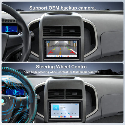 For Chevrolet Chevy Aveo 2012-2015 Radio upgrade, 7-inch QLED  8-Core CPU, touch screen Stereo,Wireless CarPlay & Android Auto,keep OEM Controls