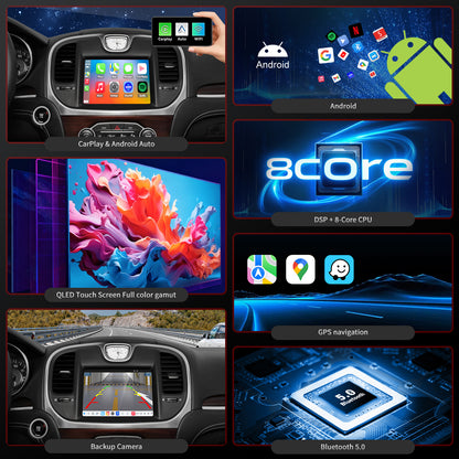 Chrysler 200 Radio upgrade 2015-2017 CarPlay Stereo Screen-Topdisplay 2015 2016 2017 Replacement Headunit Apple Android Auto Accessories Pantalla Estéreo