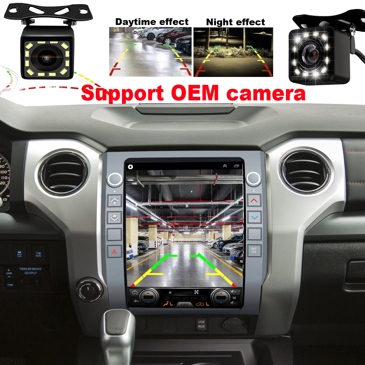 For Toyota Tundra 2014-2020 Radio upgrade,12.1-inch QLED  8-Core CPU,touch screen Stereo,Wireless CarPlay & Android Auto,keep OEM Controls