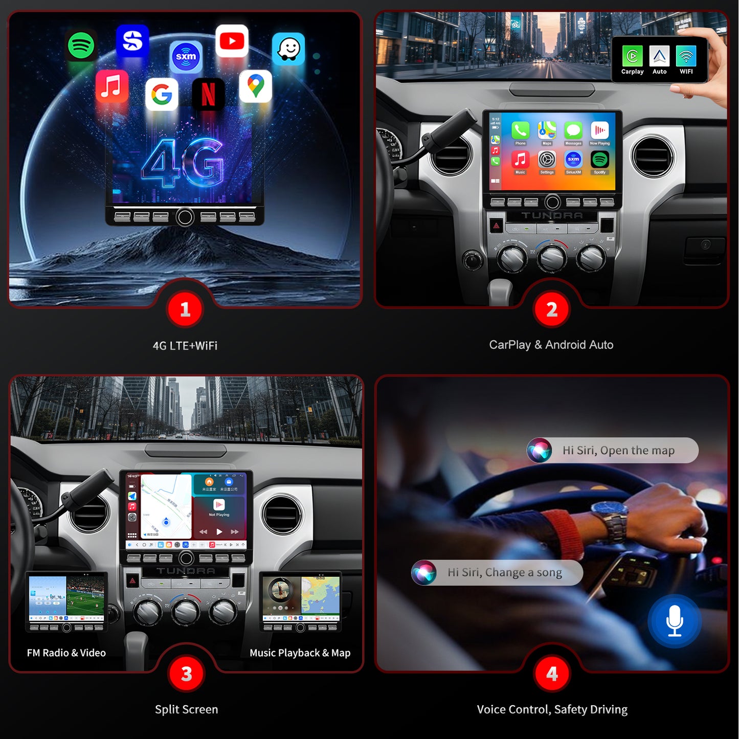 Toyota Tundra radio 2014-2021 Upgrade CarPlay Screen- Topdisplay 2014 2015 2016 2017 2018 2019 2020 2021 Toyota Tundra Upgrade Stereo Headunit Apple Carplay Android Auto Pantalla Estéreo