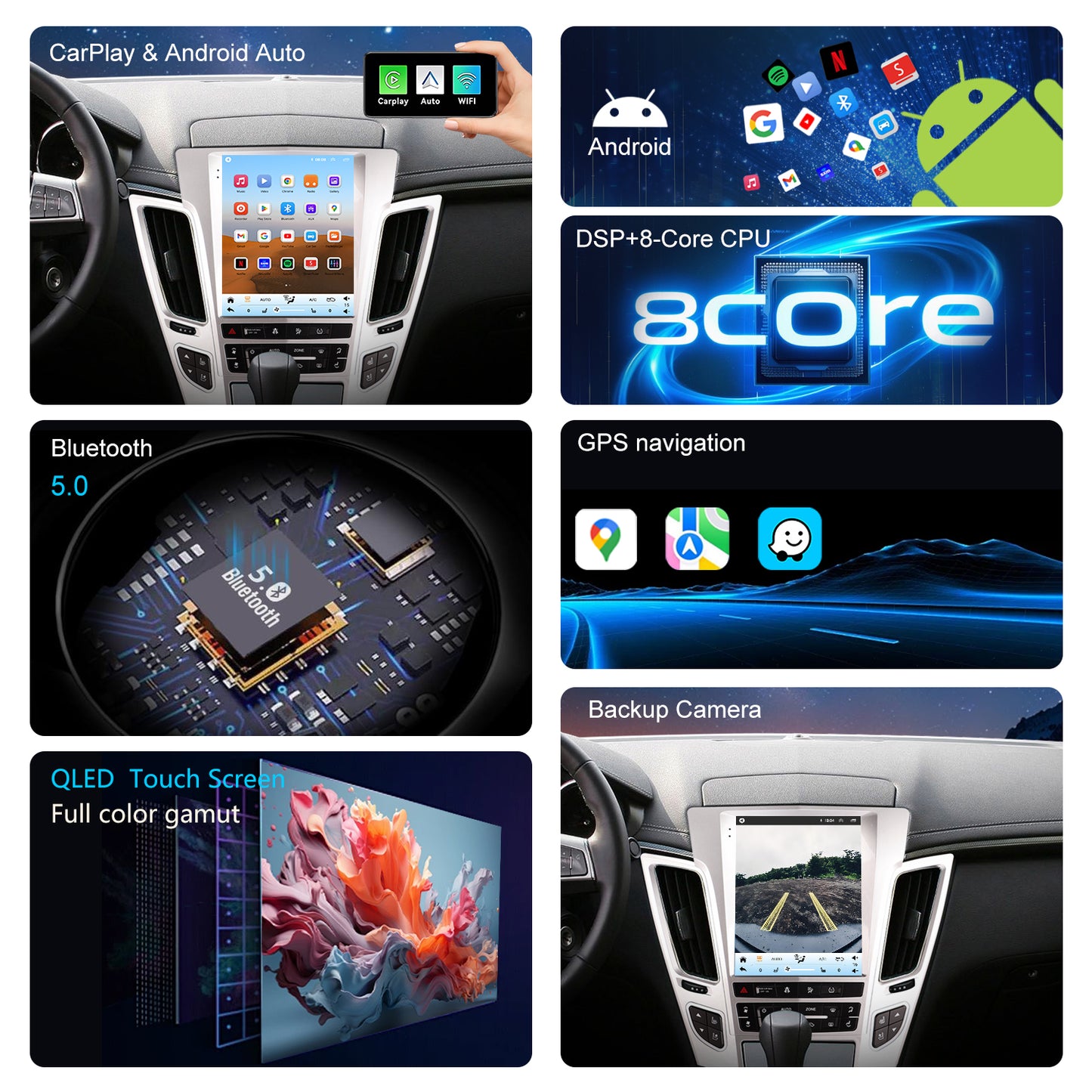 For Cadillac CTS 2008-2014 Radio upgrade,9.7-inch QLED 8-Core CPU,touch screen Stereo,Wireless CarPlay & Android Auto,keep OEM Controls