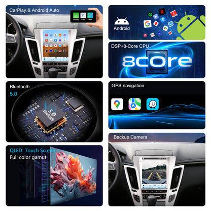 For Cadillac CTS 2008-2014 Radio upgrade,9.7-inch QLED 8-Core CPU,touch screen Stereo,Wireless CarPlay & Android Auto,keep OEM Controls